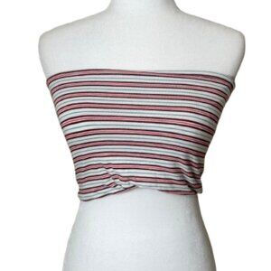 TOPSHOP Preppy Stripe Tube Top Strapless Crop Top Size 6 Soft Knit